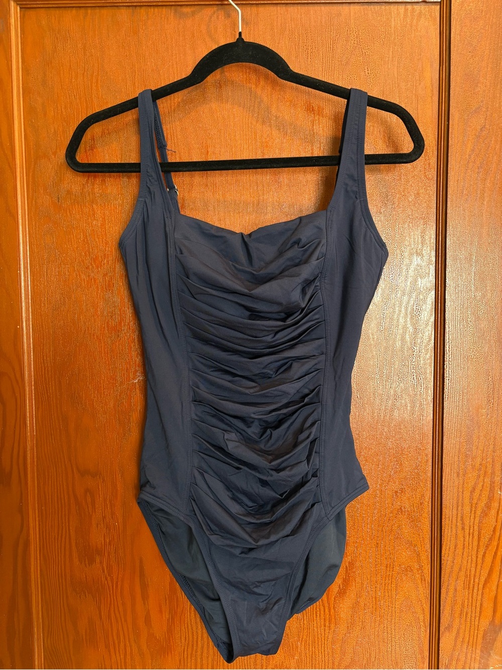 Calvin Klein Dark Navy One-Piece Swimsuit with Ruched Front